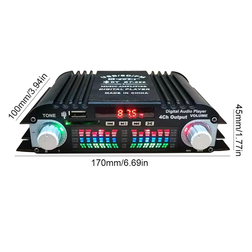 1600W Spitzenleistung HiFi Soundverstärker FM Radio USB Bluetooth-kompatibel Karaoke Player Fernbedienung 4 Kanal HiFi Stereo AMP