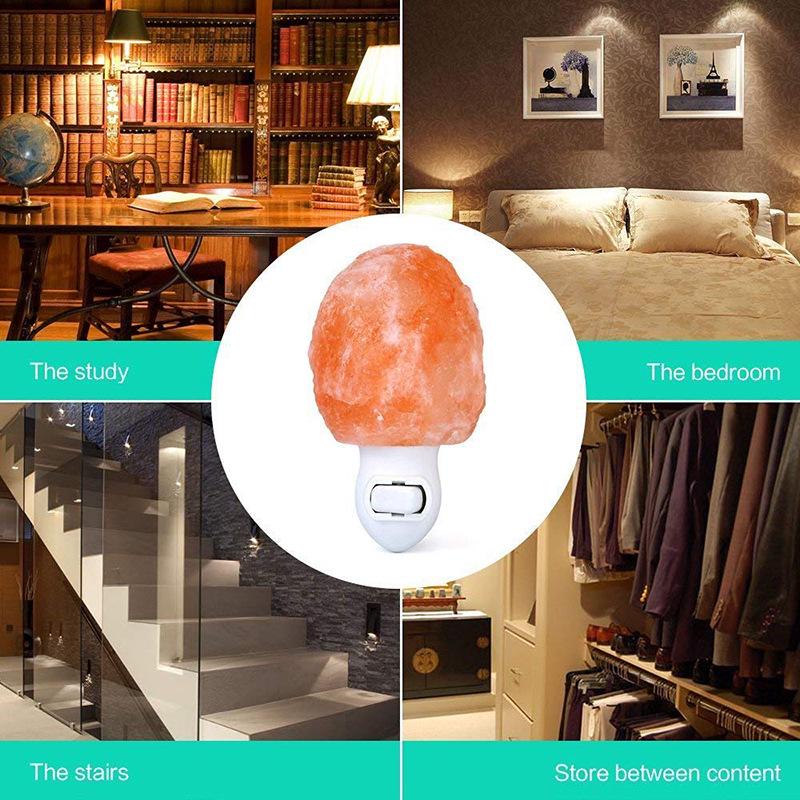 Himalayan Crystal Salt Night Lamp, Natural Carved Shape, Seven-Color Wall Light for Bedroom