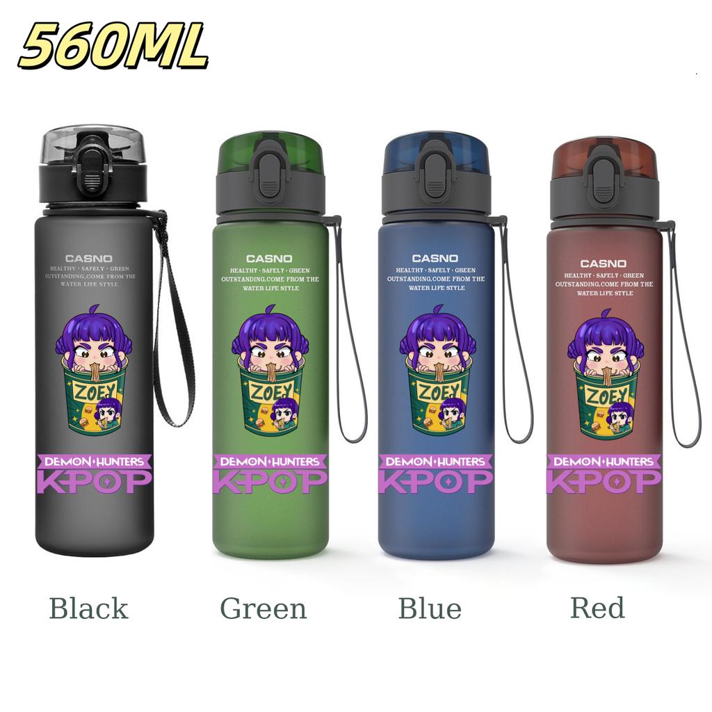 560ML KPop Demon Hunters Plastic Cartoon Pattern Water Cup Tall Superior Quality Children Outdoor Sports Drinking Water Bottle Birth Date Present