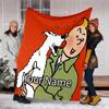 Custom Name Tintin Theme Printed Blanket - Perfect for Couch, Bed, Travel & Outdoor Use | Machine Washable, Cozy & Durable.