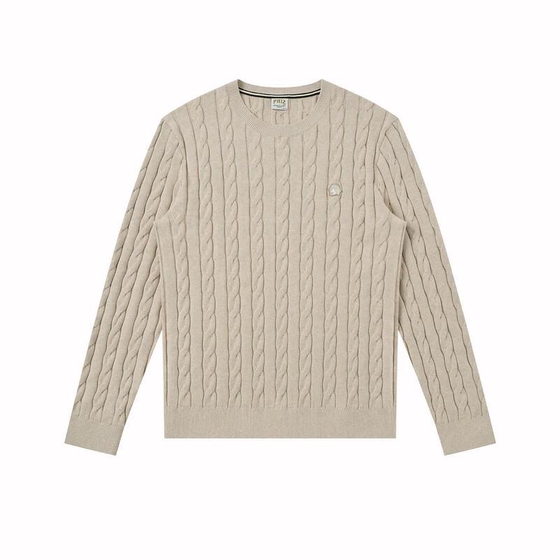HAZZYS Men's PHIZ Cable Knit Pure Cotton Round Neck Sweater