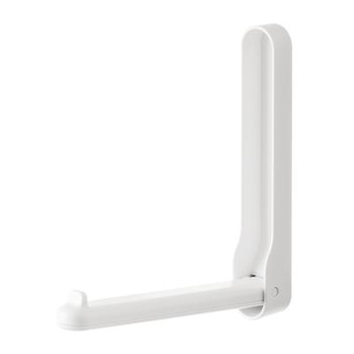 Folding Clothes Hanger Wall Mount Retractable Cloth Drying Rack Space Saving Punch Free Balcony Laundry Rack White