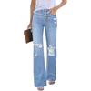 High Waisted Ripped Flare Jeans for Women Distressed Bell Bottom Jeans Wide Leg Pants