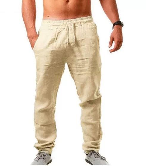 Men's Breathable Cotton and Linen Casual Trousers, Loose Casual Sports Trousers