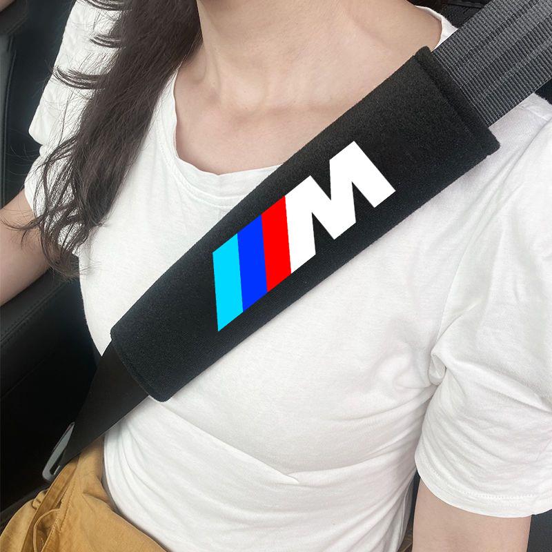 BBJW3 Car Seat Belt Pad Safety Strap Shoulder Cover Soft Mat For BMW M Performance F20 F40 F22 F30 E90 F32 F06 F07 F46 E60 M5 Sticker