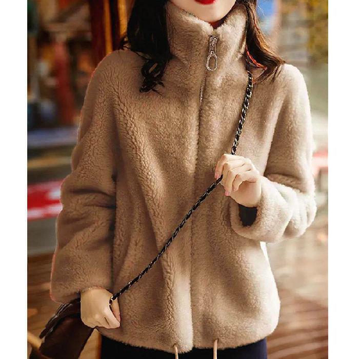 Winter Fat Sister Large Size Loose Double-sided Fleece Sweater High Neck Warm Cardigan Fleece Thickened Coat