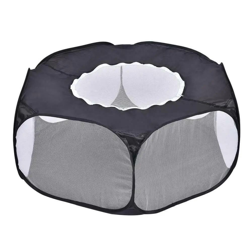 

Portable Dog fence Indoor Outdoor Pet Puppy Playpen for Small Animal Hamster Fence Tent Cage With Cover Waterproof Camping House S чёрный