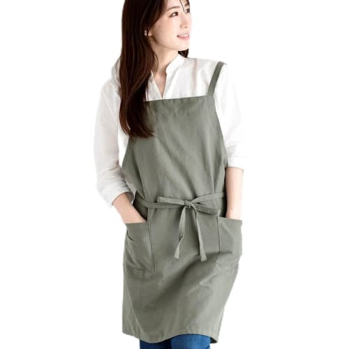 Rep (Rep) Nordic Style Cafe Apron with Two Pockets, Adult, 73cm Length (Abitual Sol), Khaki, 1313 KHAKI, Gift