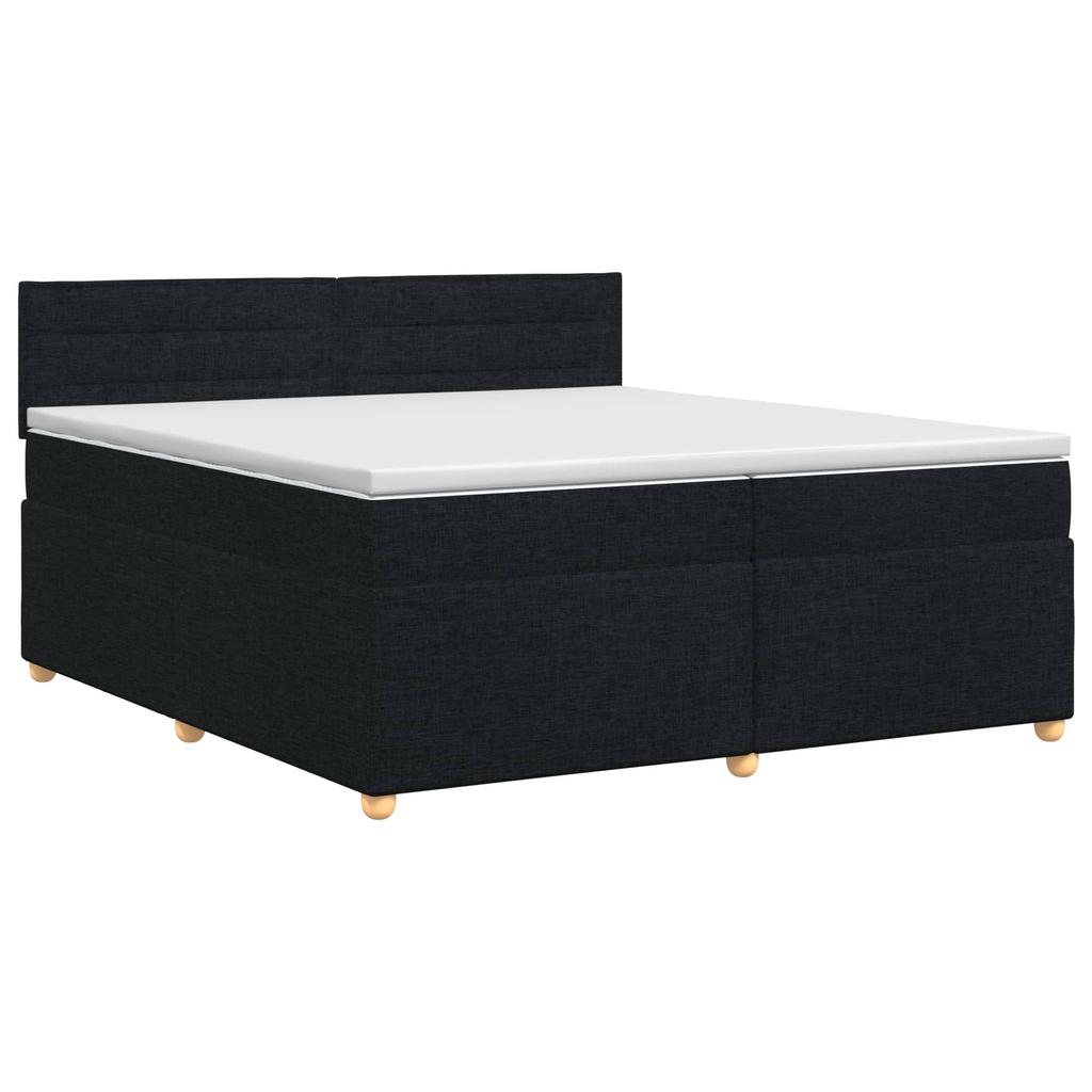 Box Spring Bed with Mattress Black 200 x 200 cm Fabric