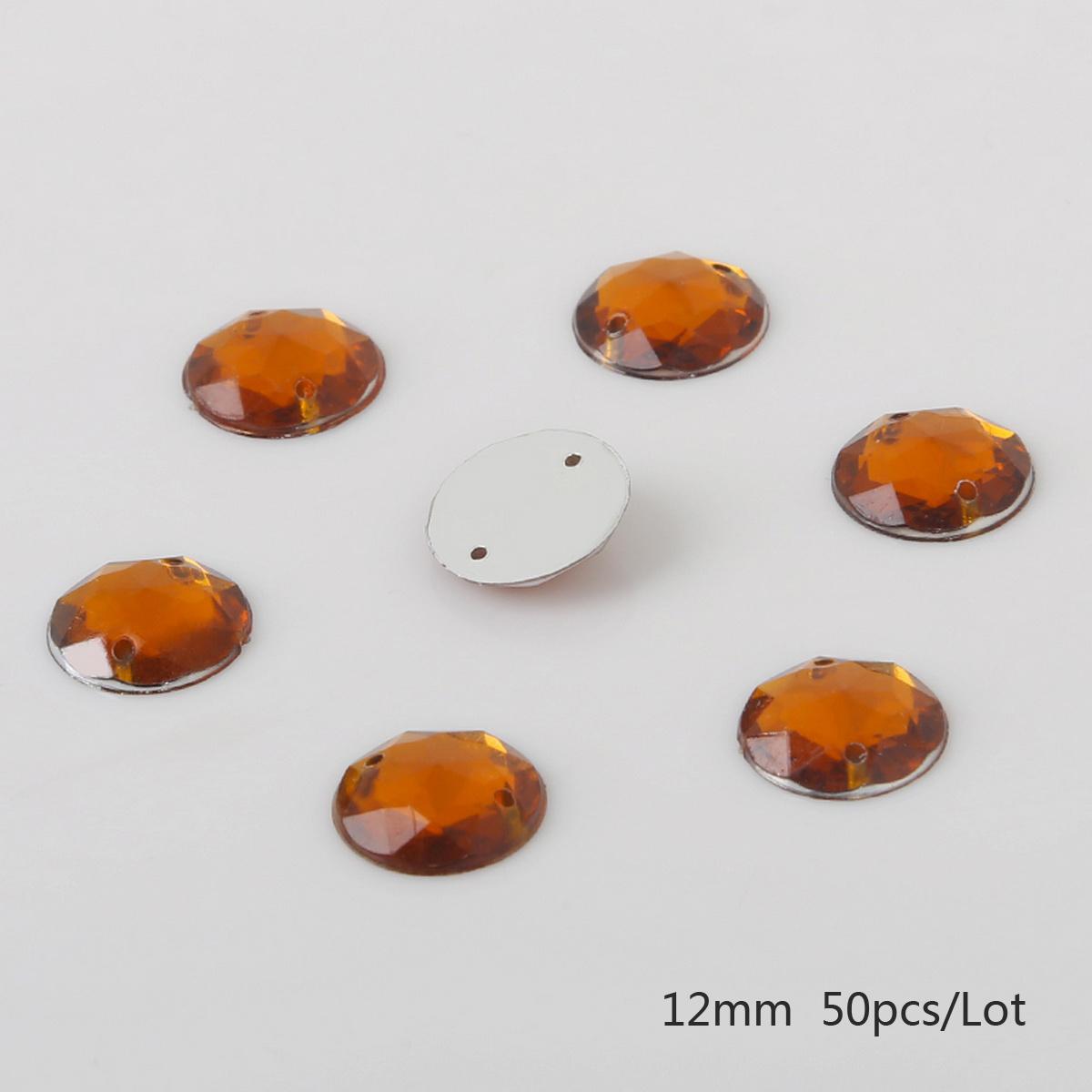

8/10/12 мм круглі акрилові кульки зі стразами, пришиті до стразових кристалів, для прикраси альбому для рукоділля своїми руками 12mm 50pcs глибокий/коричневий