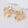 1 pair of gold vintage-style exaggerated metallic lava-textured stud earrings, irregular geometric earrings, unique jewelry, sui