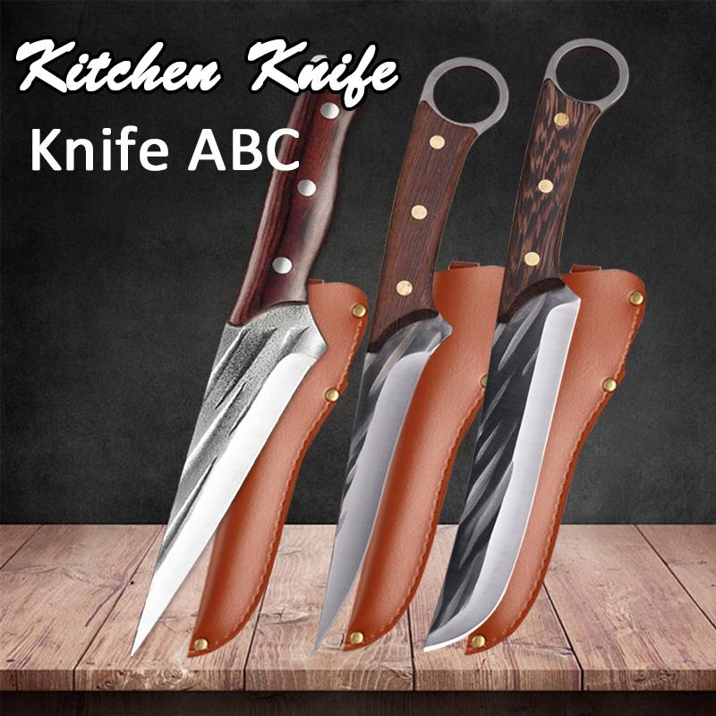 Professional Kitchen Boning Knife Stainless Steel Meat Cutting Butcher Knife Wood Handle Multifunctional BBQ Knives with Cover