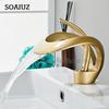 Golden/White Bathroom Basin Faucet Black Bathroom Faucet Brass Creative Grey Sink Mixer Tap Hot & Cold Waterfall Basin Faucet