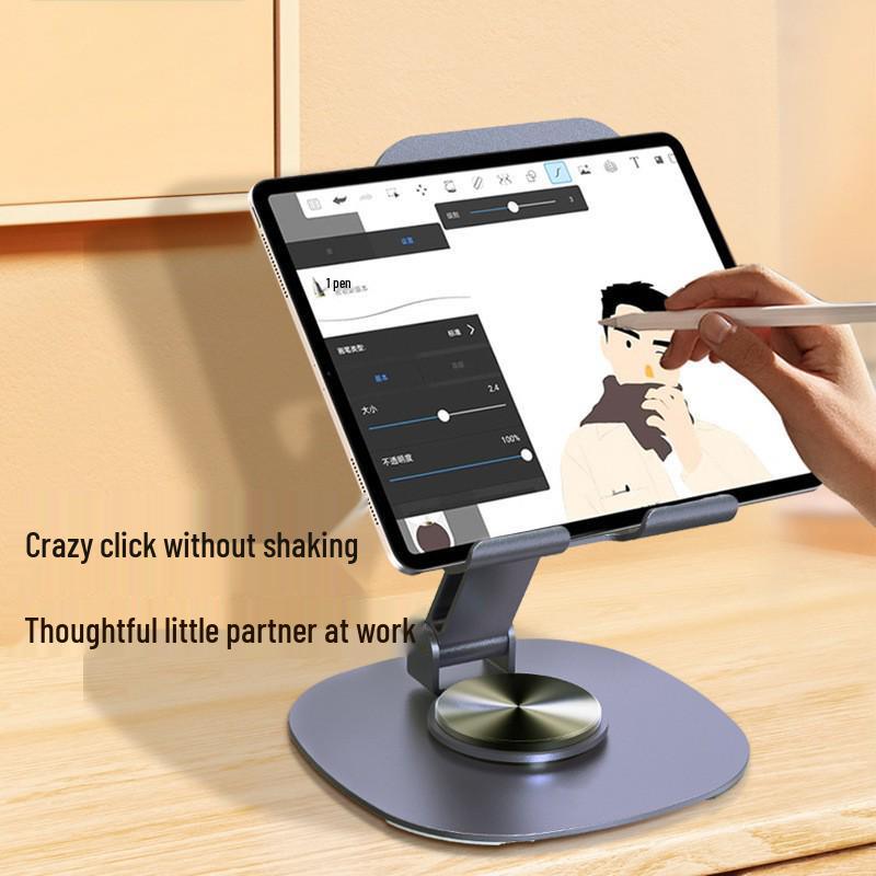 Portable Full Metal Rotating Desk Phone Holder - Folding Stand for Live Streaming