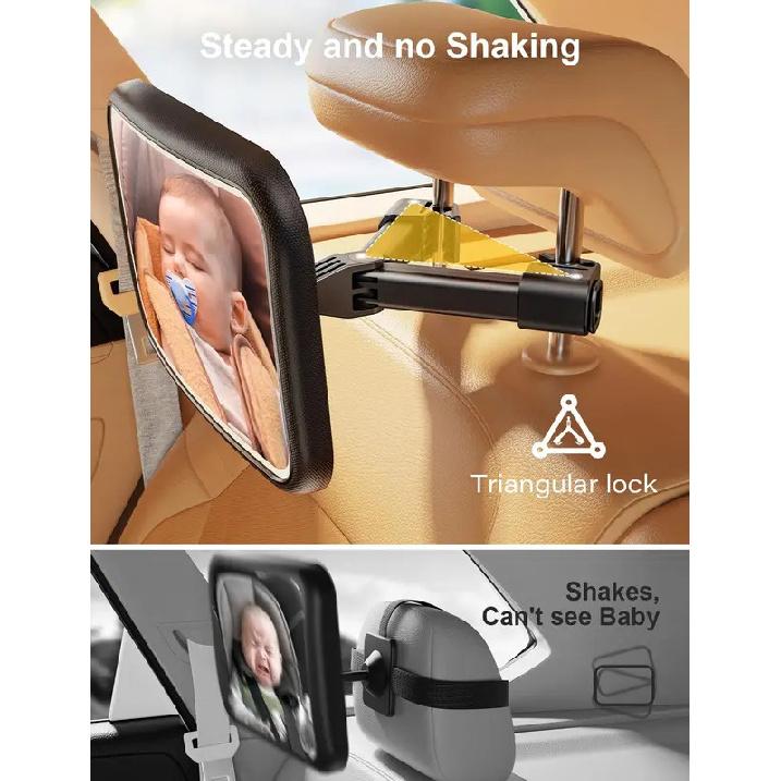Baby Car Mirror With Light for Baby Rechargeable 2000mAh Baby Mirror for Car Seat Rear Facing Hook Clip Design Car Seat Mirror
