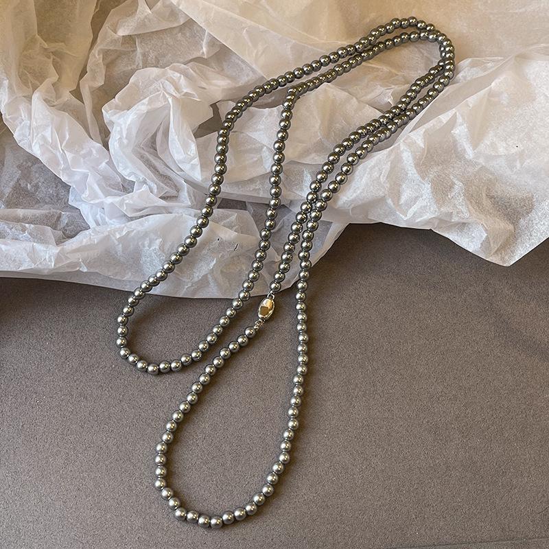 Elegant Multi-Way Glass Pearl Necklace with Clasp - Influencer Style
