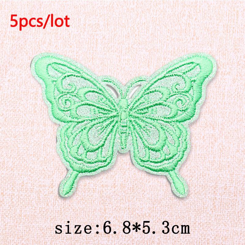5Pcs/Lot Glitter Butterfly Bow Iron on Patches - Embroidered Patches on Clothes Bags Hats Jackets Decor