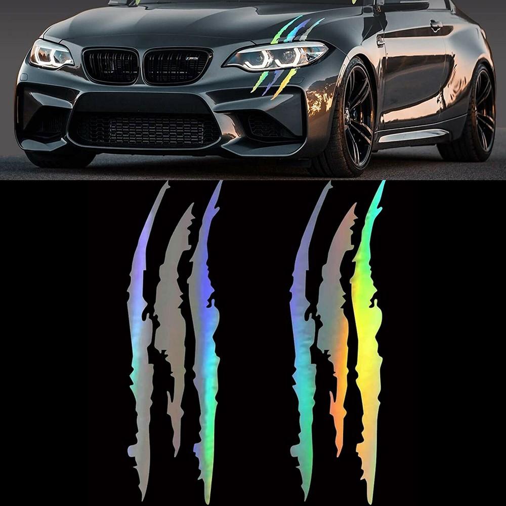 

REFLECTIVE AUTO CAR HEADLIGHT STICKERS Scratch Stripe Claw Vinyl Decal