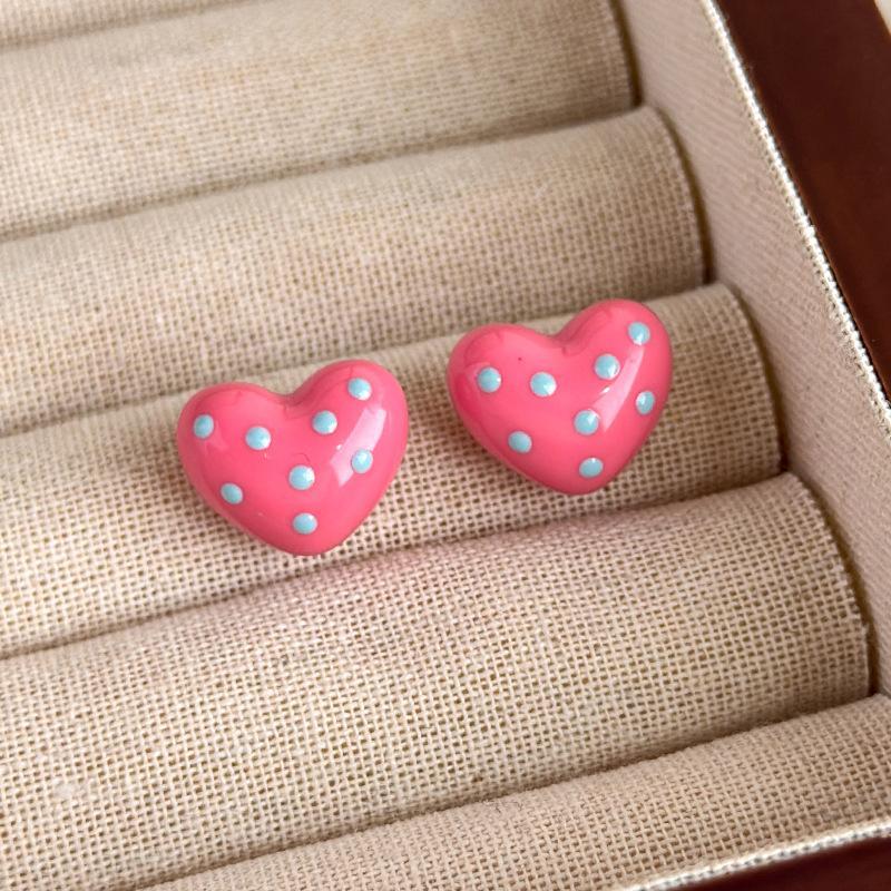 Colorful Heart Earrings Elegant Summer Cute Dangle Ear Accessory for Girls Daily School Shopping