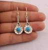 Solid 925 Sterling Silver Round Turquoise Handmade Designer Women Dangle Drop Earring Statement Earrings
