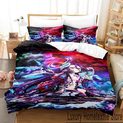 3D No Game No Life Anime Sängkläder Set Pojkar Flickor Twin Queen King Size Påslakan Örngott Säng Pojkar Vuxen Hemtextil