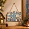 2D Flat Print Christmas Wooden Decoration Sign Snowman Santa Claus Xmas Ornaments Rustic Style Cottage Shape