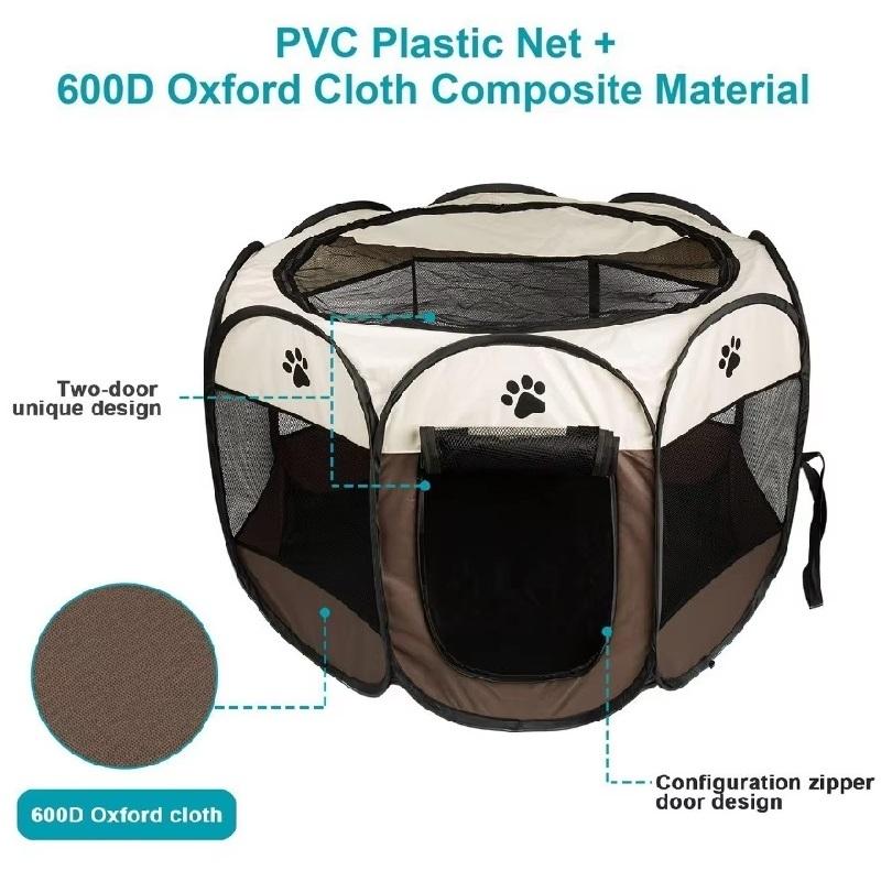 Portable Foldable Octagonal Pet Tent Indoor & Outdoor Pet Playpen Fence Kennel for Dogs and Cats, Easy Setup Large Pet Enclosure