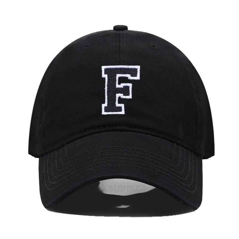 Initial Letter A-Z Black Baseball Cap For Men Womne High Quality Soft Cotton Embroider Fashion Team Sport Visors Snapback Caps