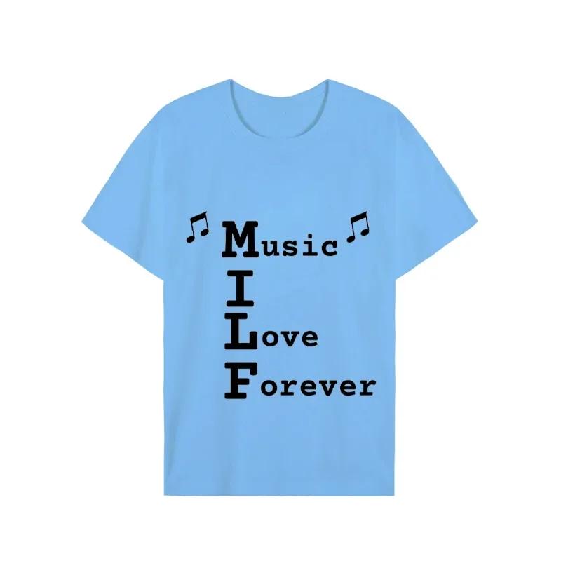 2023 Men's T-shirt MILF Music I Love Forever Short Sleeve Men's Loose T-shirt Men's Top Brand New Brand Men T-shirt Short Sleeve