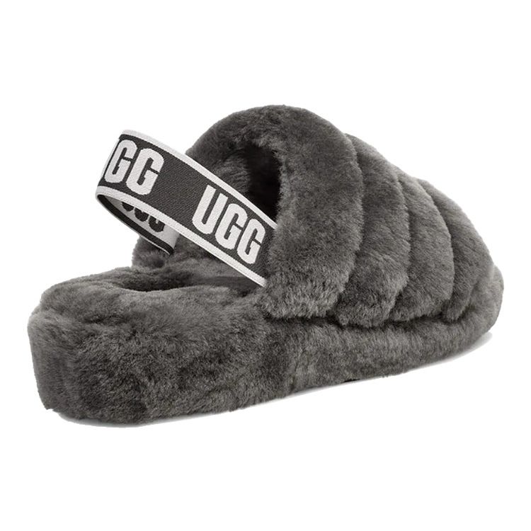 UGG Fluff Yeah Slide Charcoal Women Sneakers Grey 1095119-CHRC