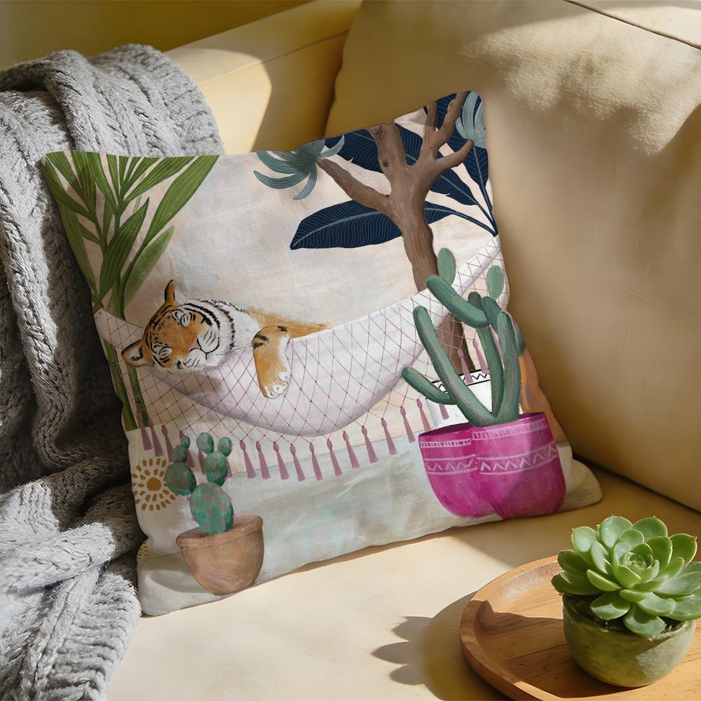 

Cushion Cover Washed Linen Soft Breathable Decorative Case for Sofa Home Pillow cover Cheetah Llama Leopard Jungle 30x30cm