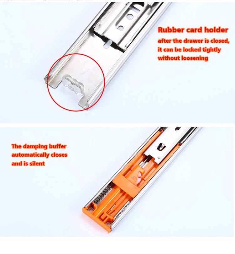 Metall Schubladenschienen Dreiteilige Schubladenführungen Leise Puffer Belastbare Führungsschiene Möbelwerkzeug