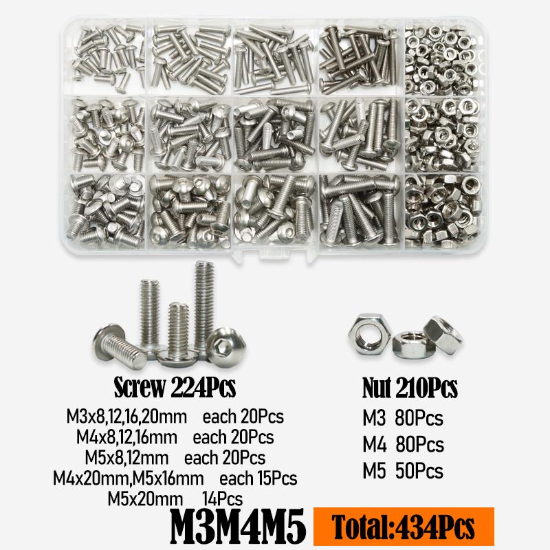 M2 M3 M4 M5 M6 M8 M10 304 Stainless Steel Hexagon Machine Screws Hex Socket Round Head Cap Allen Screw Furniture Fastener Bolt