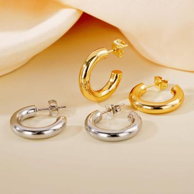 2025 Bestseller Light Luxury Geometric Gold Titanium Hoop Earrings for Women In European & American Style