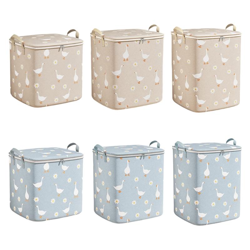 Oversized Clothes Organiser with Handle Reusable Nonwoven Fabric Seasonal Clothing Storage Container For Home Use