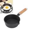 Egg Frying Pan Cast Iron   Wood Handle   Pre Seasoned Skillet for Indoor Outdoor Cooking