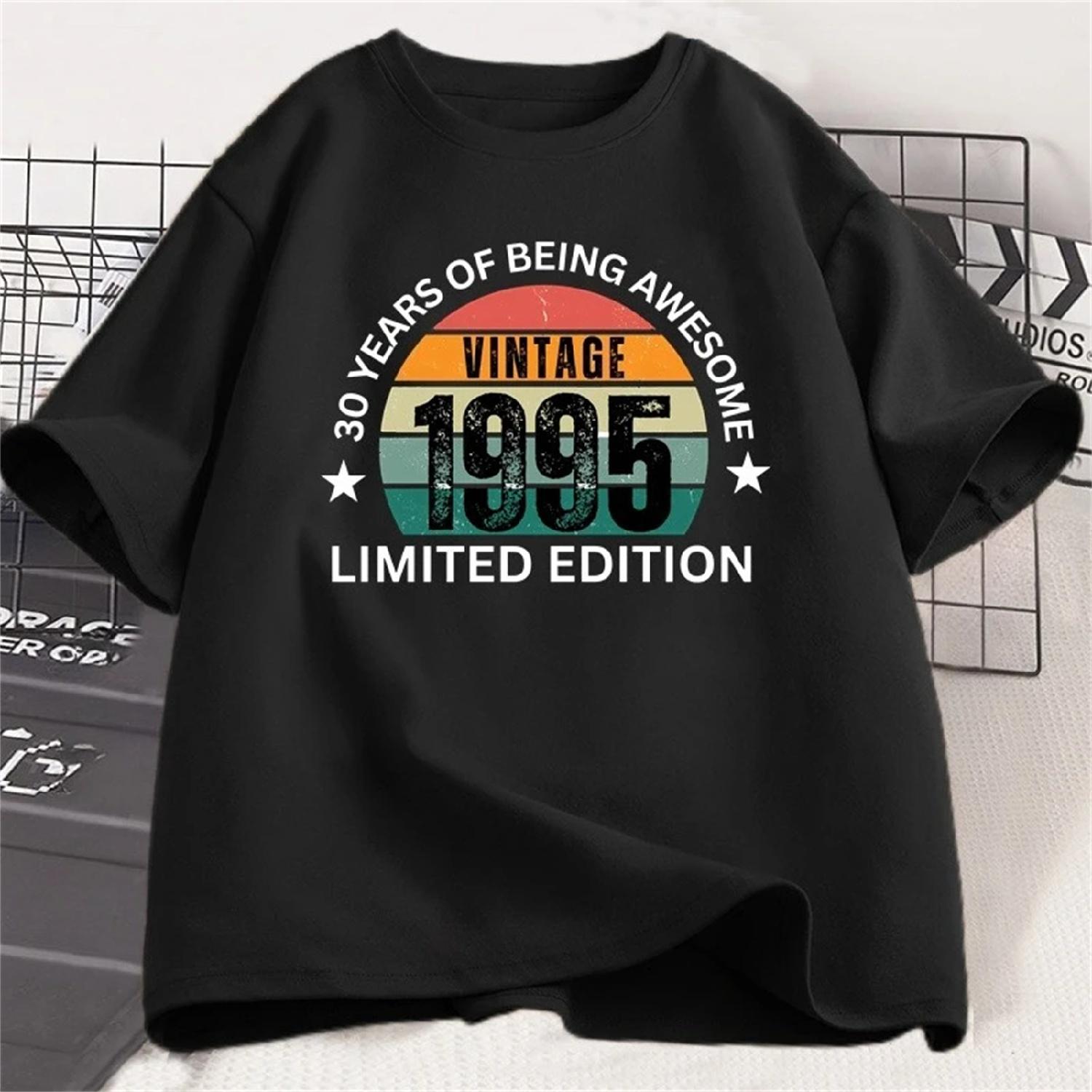 Футболка в подарок на день рождения 1995 Ретро-футболка 30-я футболка на день рождения 1995 Мужская и женская модная одежда Футболка в подарок на день рождения S