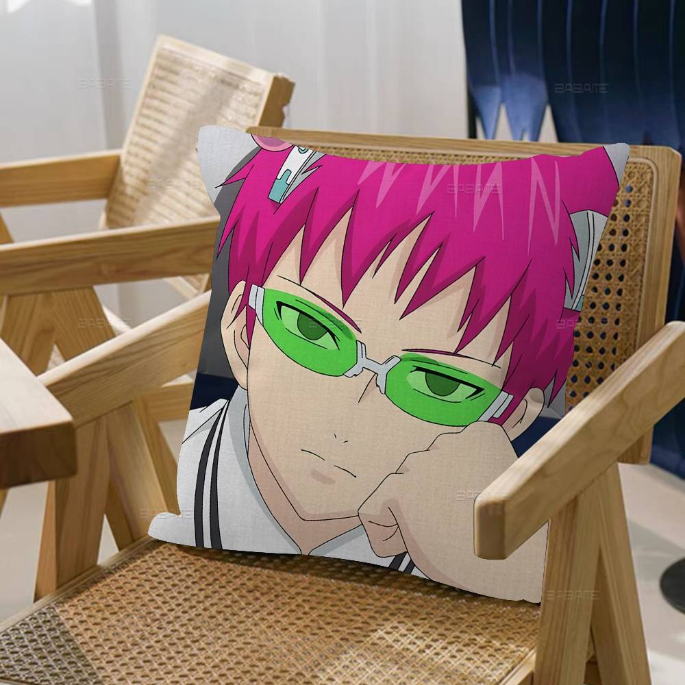Anime Role Saiki K Chibi Cartoon Pillow Cushion Cover Pillowcase Living Room Sofa Home Decor Customized