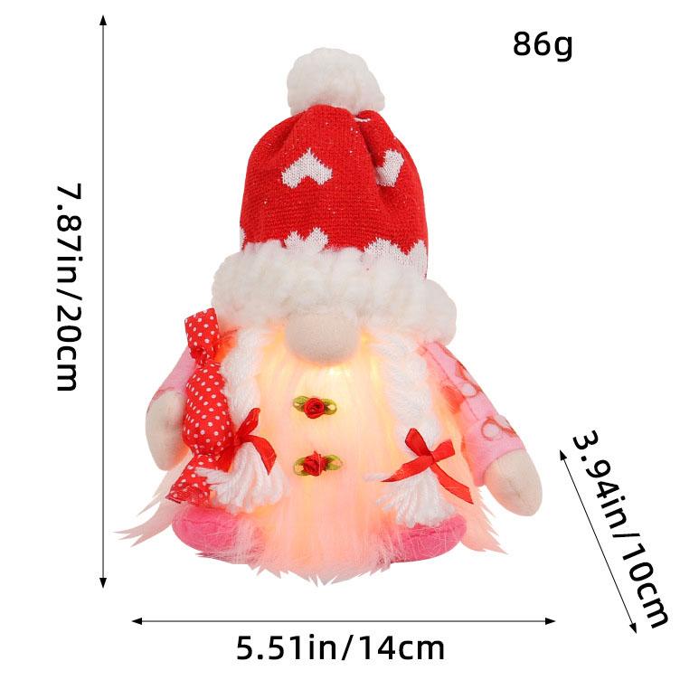 Nuovo cappello lavorato a maglia luminoso con ornamenti decorativi per San Valentino, bambola senza volto, regalo per Tanabata.