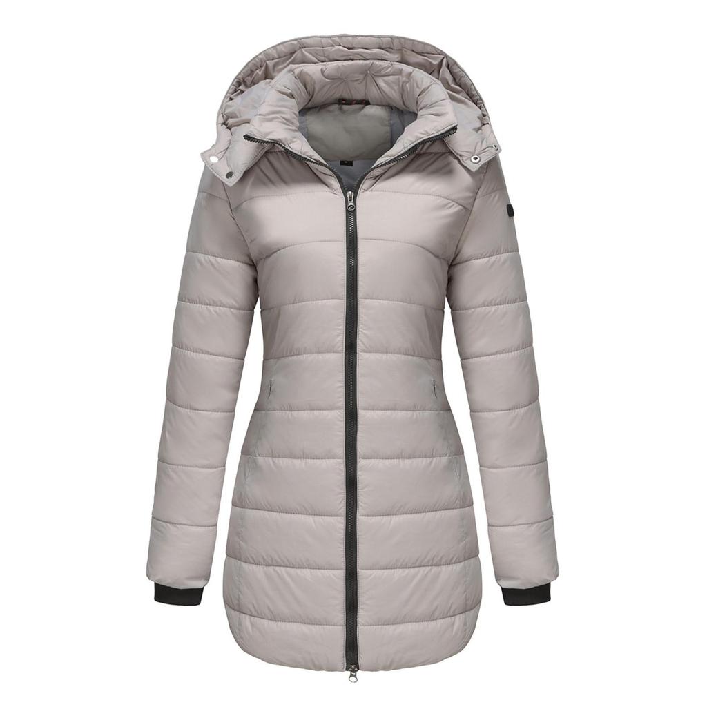 Giacca calda da donna in cotone con cappuccio rimovibile a maniche lunghe, autunno e inverno