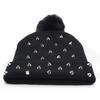 Black Soft Punk Knitted Beanie Warm Hat Winter 18x35cm for Women and Girls