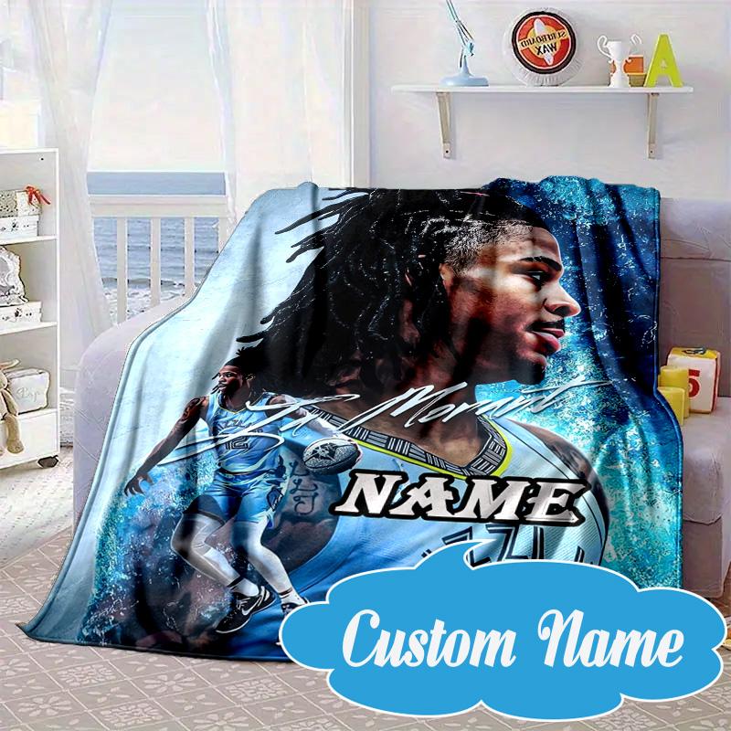 Custom Name Basketball Player Morant Blanket Bed Sofa Blanket Flannel Blanket for Camping, Hiking, Picnic Essentials,gift for Fan Family