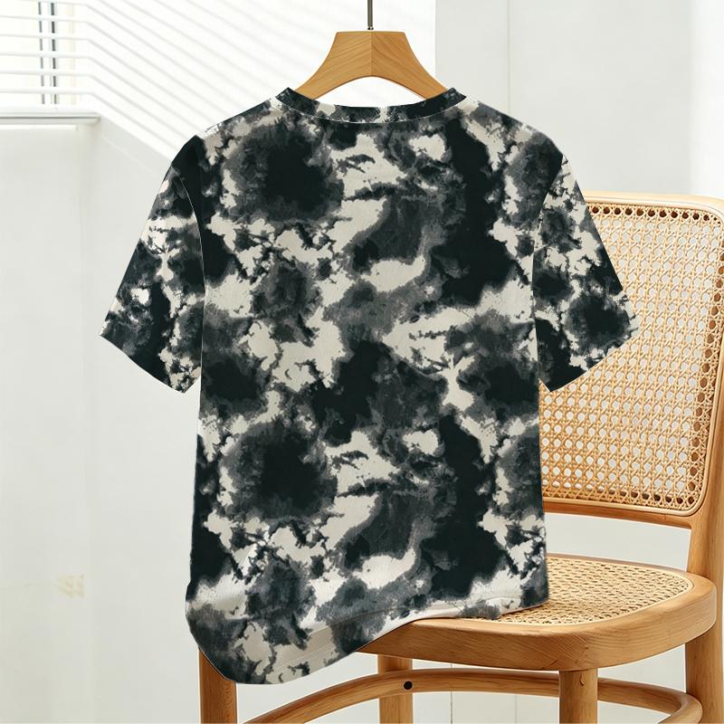 Tie-Dye Cotton Basic Top: Relaxed Fit, Comfy & Versatile, Ideal for Daily Casual or Park Walks