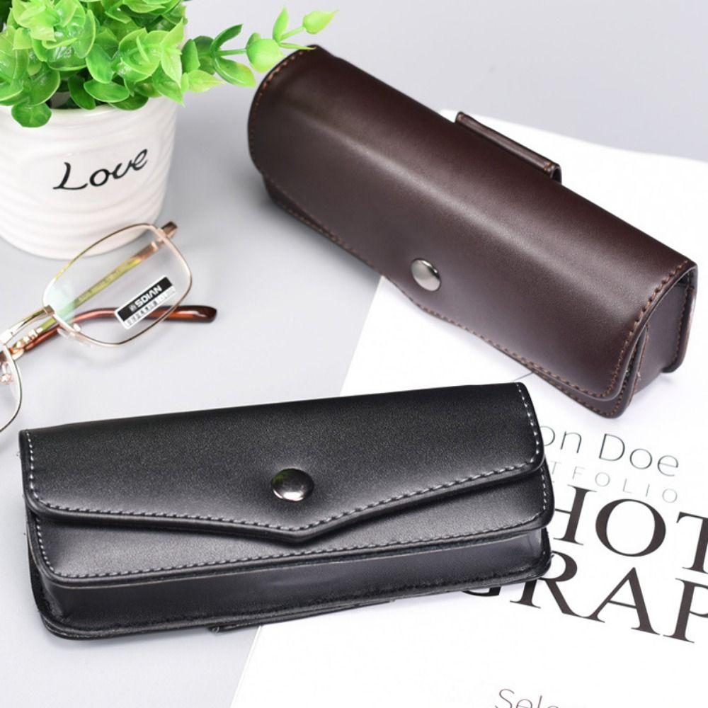 New Belt Wearable Cowhide Glasses Bag Men Portable Reading Glasses Case PU Leather Storage Box Carrying Cases