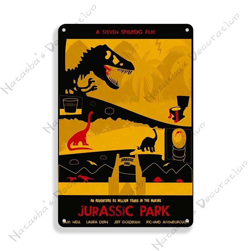 Classic Movie Poster Jurassic Park Metal Sign Retro Poster Vintage Metal Plaque Rusty Metal Sign Club Bar Cafe Industrial Decor