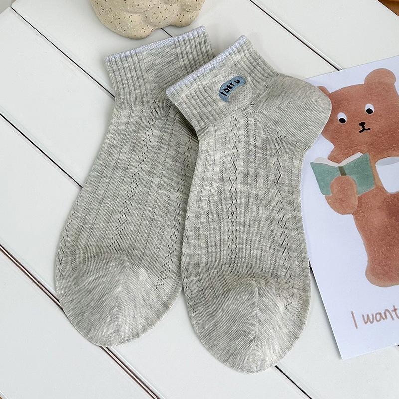Cute White Socks - Summer Lightweight Cotton Low-top Sports Mesh Breathable and Sweat-absorbent Cartoon Design