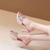 Fashion New Summer High-heeled Slippers for Women. Wear Thick-heeled, Soled, Fish-mouthed, Open-toe Flip-flops on The Outside