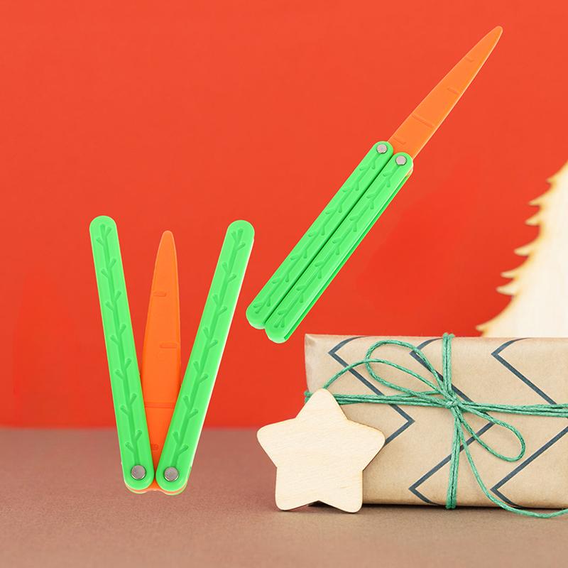 3D Printing Gravity Jump Luminous Folding Butterfly Carrot Knife Stress Relief Fidget Toys Glow-in-the-Dark Radish Knife