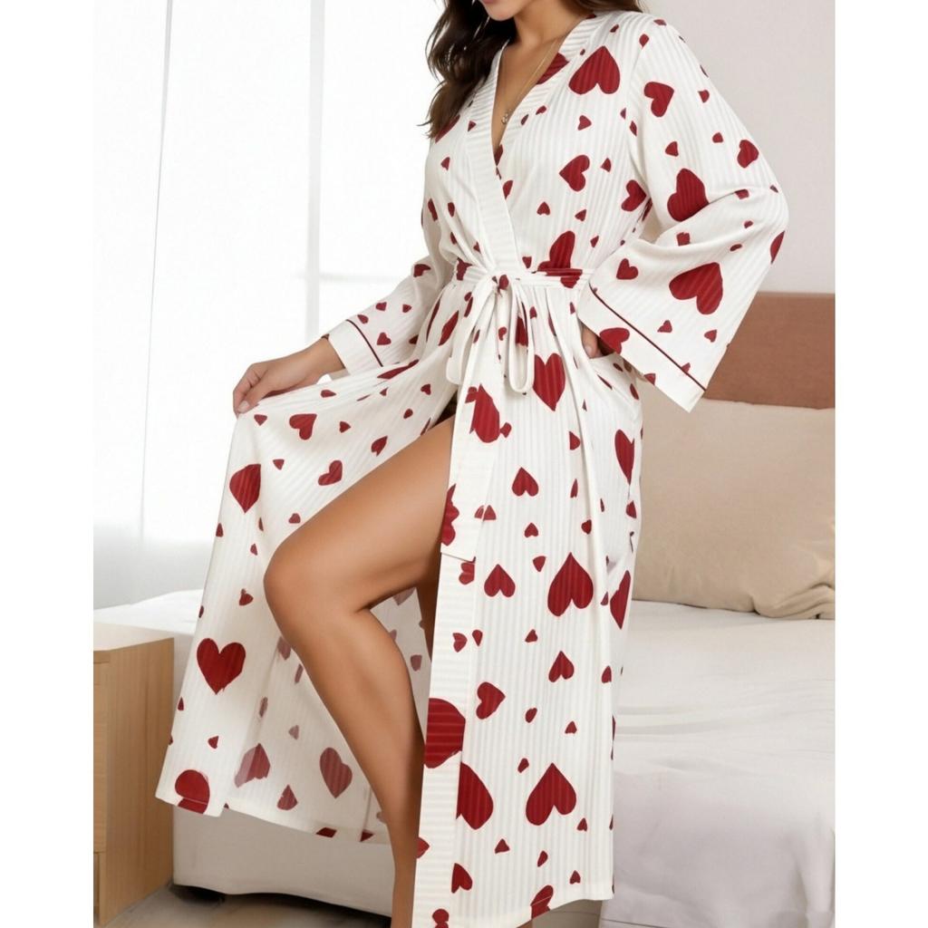 1011 Robe Bathrobe Women's Summer Coat Dressing Gown Loungewear Pajamas Casual Nightgown