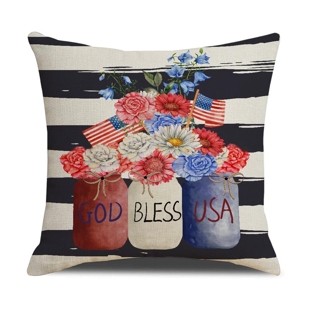 American Independence Day Pillow Cover Small Color Flag Car Pillow Cover 45*45cm Star Stripe Print Pillow Cover